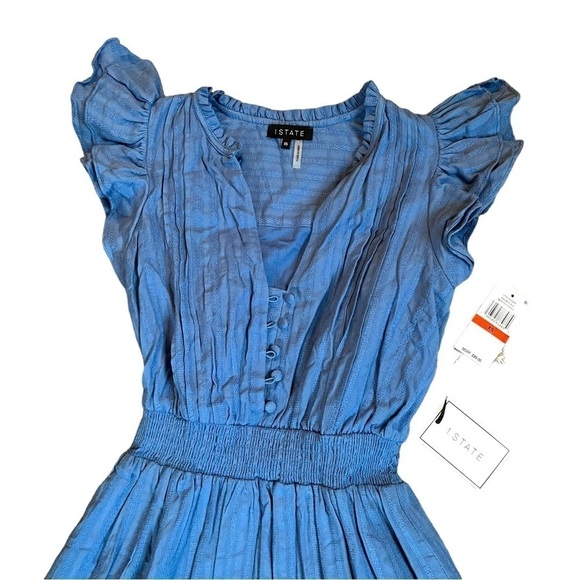 Revolve 1.State XS Flutter Sleeve Button Front Dress in Capri Blue NWT - Picture 6 of 10